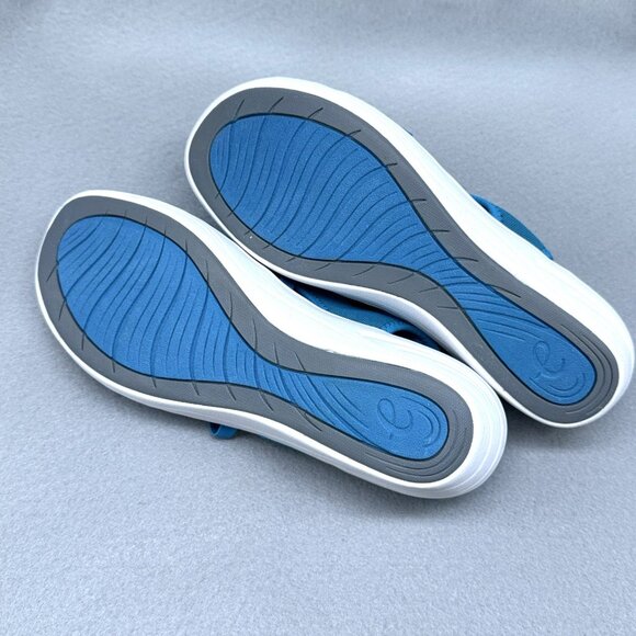 Womens Easy Spirit Sandals Blue Stretchy Sling Back Wedge Misty Day Sz 8.5 Wide - Picture 7 of 9